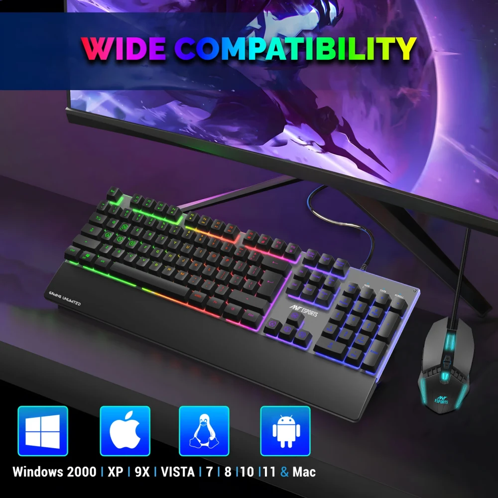 Ant Esports USB Mechanical Gaming Keyboard Mouse Combo RGB (KM550) view 4